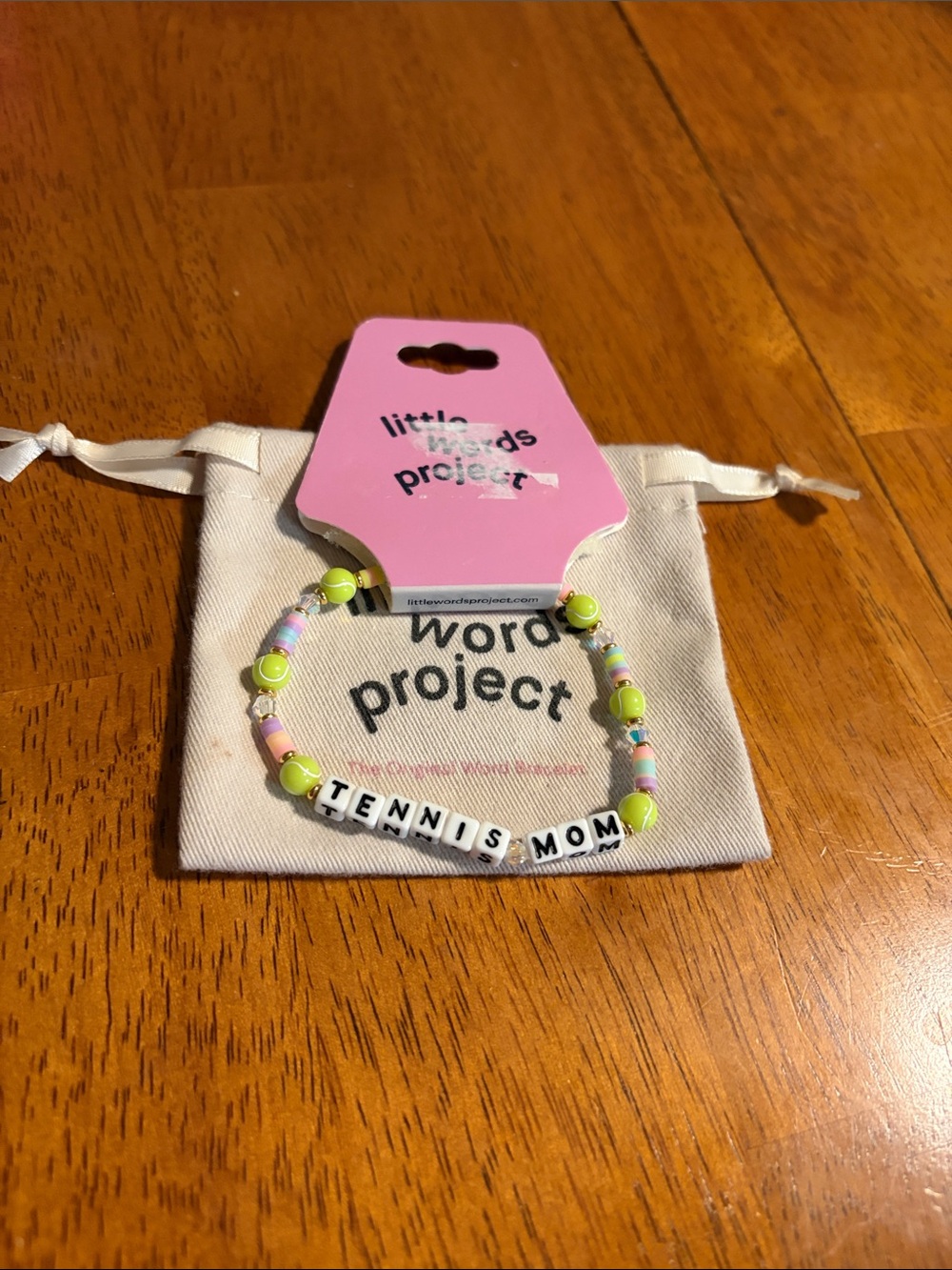 Little Words Project TENNIS MOM Tennis Ball & Pastel Stretch Beaded Bracelet